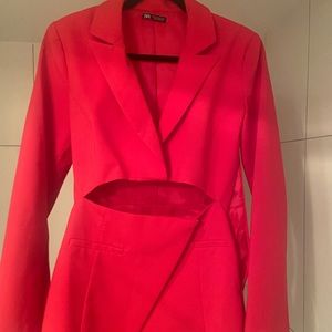 Zara Pink Blazer Cut out Dress
